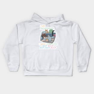 I are programmer i make computer beep boop Cat Kids Hoodie